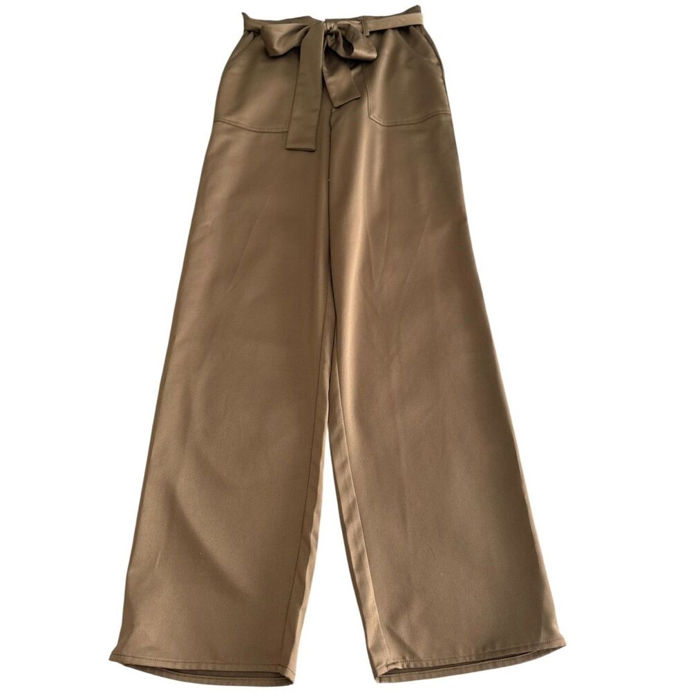 Joie Bronze Belted Satin Wide Leg Pants - NWOT - Small